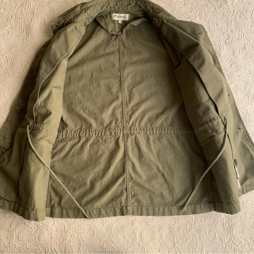 Madewell Olive Green Sleeveless Hidden Button Up Collared Utility Vest Jacket - Picture 4 of 9
